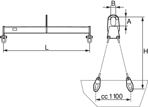 Schéma du palonnier de levage pour conteneurs légers