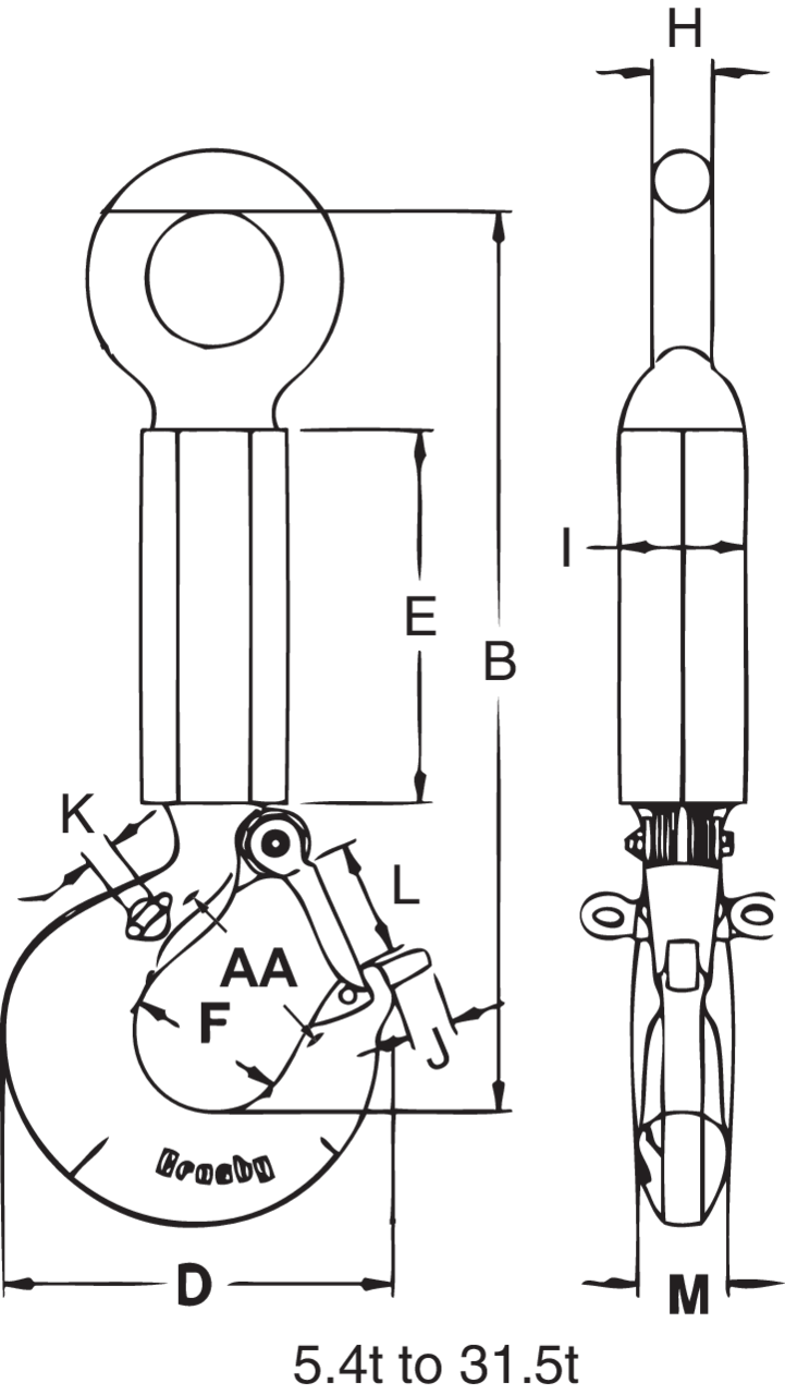 ROV Eye Shank Hook Crosby L562A Traction Levage