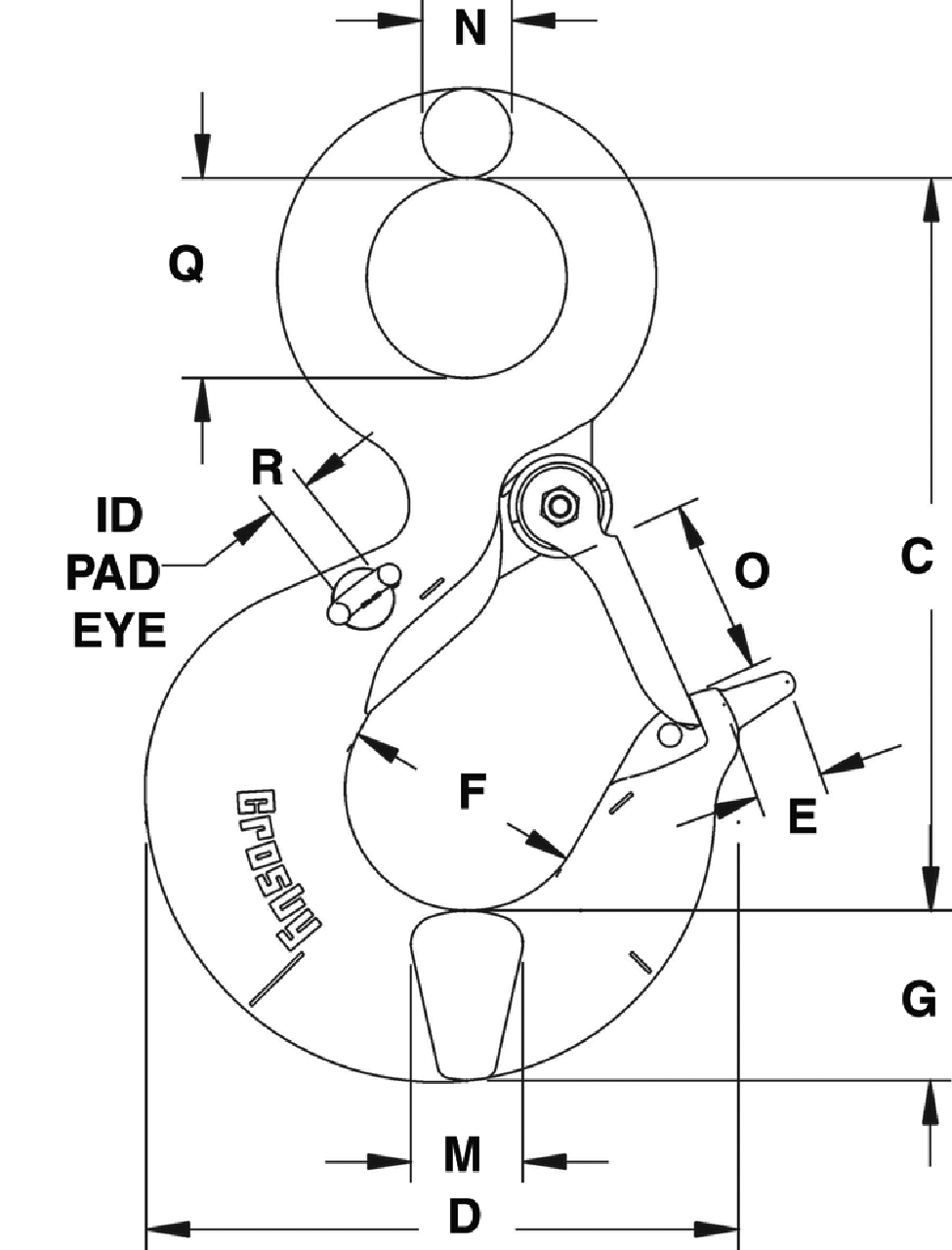 CROCHET ROV A OEIL CROSBY L320R_DESSIN