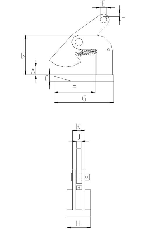 Dessin technique de la pince de levage horizontal IPH10(J)