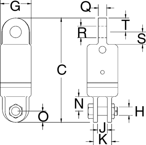 Crosby AS-4 Eye and Jaw Swivel measurements