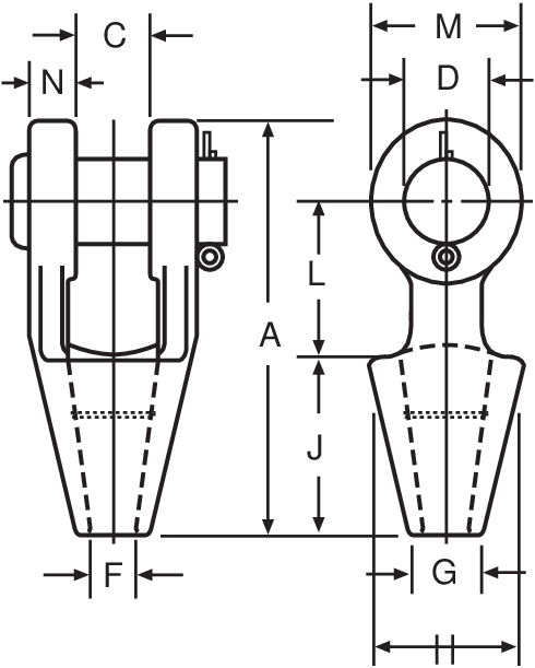 Open Spelter Socket for steel wire ropes | Traction Levage