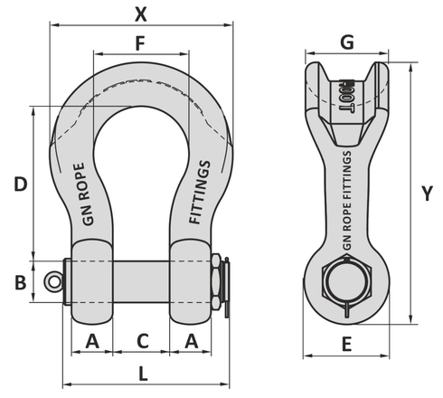 GN H14 forged rope shackle sling protector blueprint