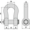 GN H10 Bow Shackle with safety pin measurements