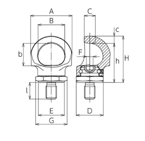Dessin technique de l'anneau de levage Gunnebo LPE