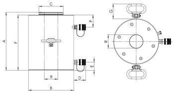 Scheme of the aluminium Hollow Plunger Cylinder HAHC H