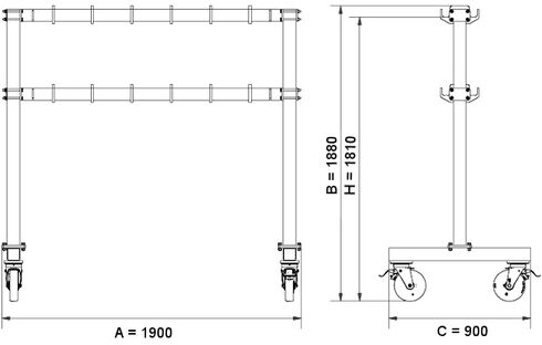 Scheme of the storage rack for lifting accessories