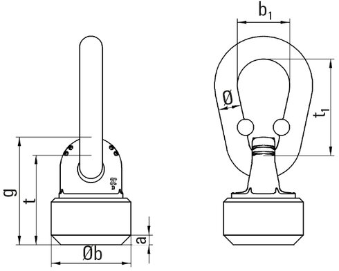 Schéma anneau de levage articulé à émerillon TP-S