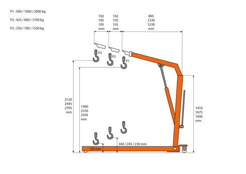 Scheme of the foldable folding workshop crane