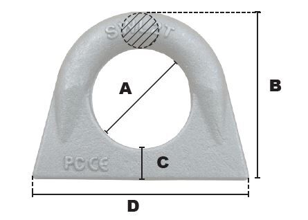Dimensions de l'anneau de levage à souder type H