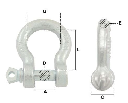 Blueprint of the bow shackle with screw pin