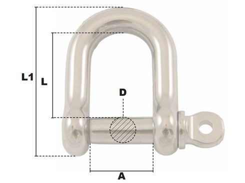 Blueprint of the D shackle stainless steel