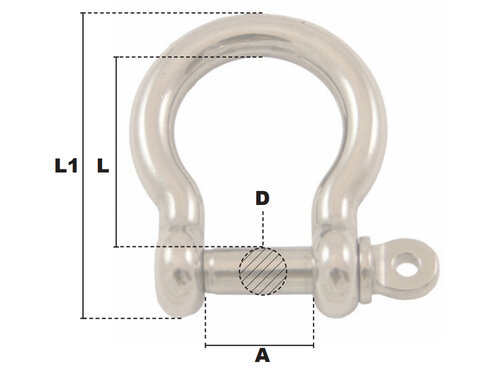 Schéma de la Manille lyre en acier inoxydable