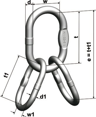 Anneau ovale triple Elingue chaîne
