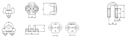 Dessin technique du serre-câble forgé POWERTEX PCTB