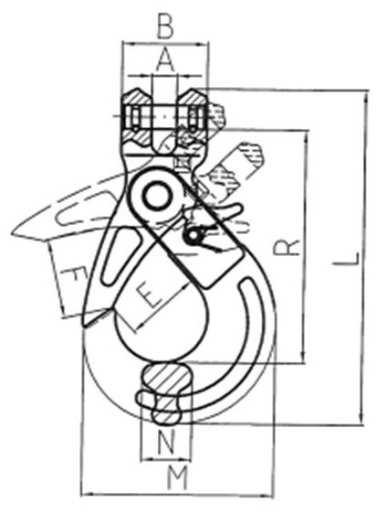 Schéma du crochet à chape à verrouillage automatique SLC POWERTEX