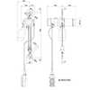 Dessin technique du palan électrique à chaîne Alpha 230 V monophasé ELEPHANT