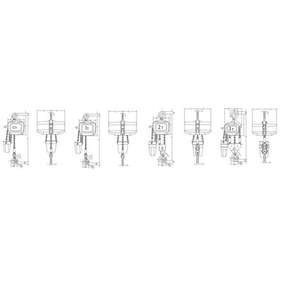 Dessin technique du palan électrique à chaîne FAH 400V ELEPHANT