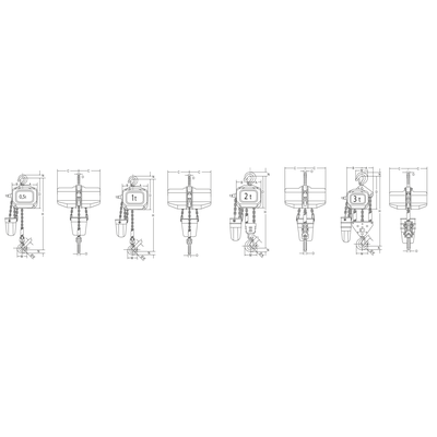 Dessin technique du palan électrique à chaîne ELEPHANT type FBH 400V