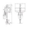 Dessin technique du palan électrique à chaîne ELEPHANT type FBH 400V 0.5t
