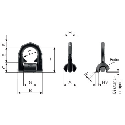 Dessin technique anneau arrimage à souder RUD LPW
