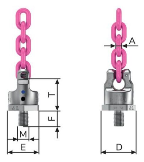 Dessin technique du raccord de chaîne PowerPoint® RUD PP-VIP