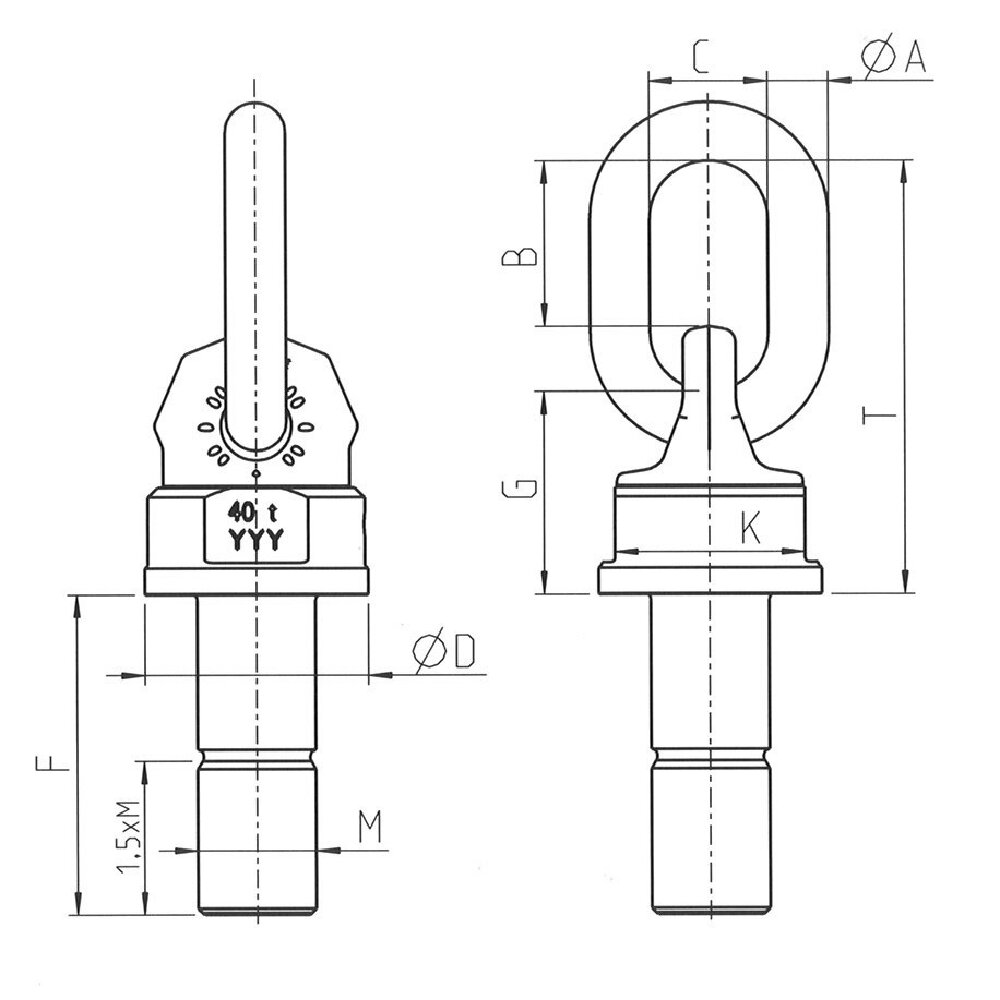 Lifting Eye WBG, high strength lifting eye Traction Levage