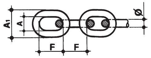 Drawing of the chain DIN 766 Stainless Steel