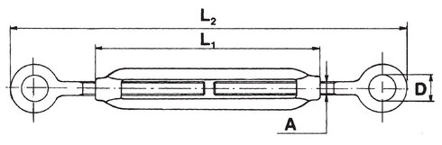 Schéma du tendeur oeil/oeil en acier inoxydable