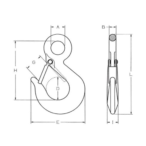 Scheme of the eye Hook with Latch Alloy Steel A206S