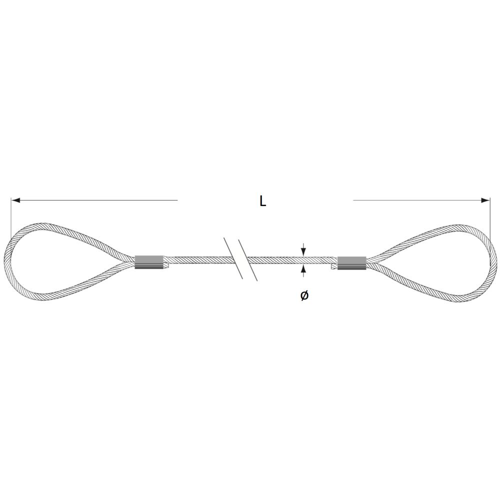 Elingue de levage câble acier boucle/manille droite Système S max 3,2T