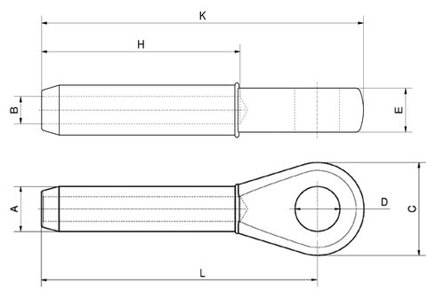 Dessin technique de l'embout à oeil à sertir Talurit® STTE