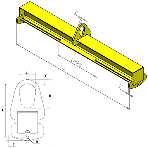 Dessin technique du palonnier réglable PR