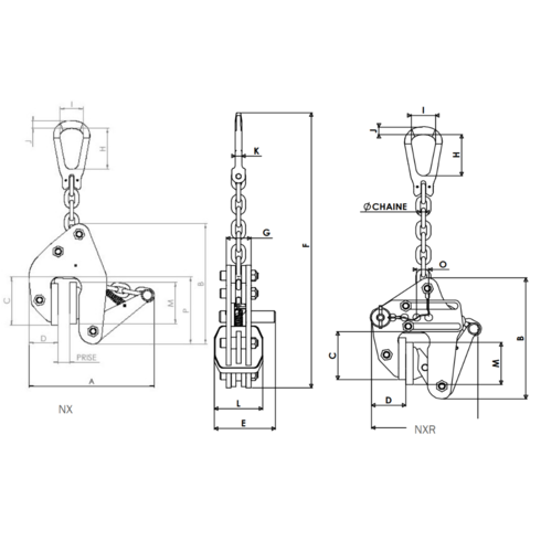 Automatic Lifting Clamp NX-NXR drawing
