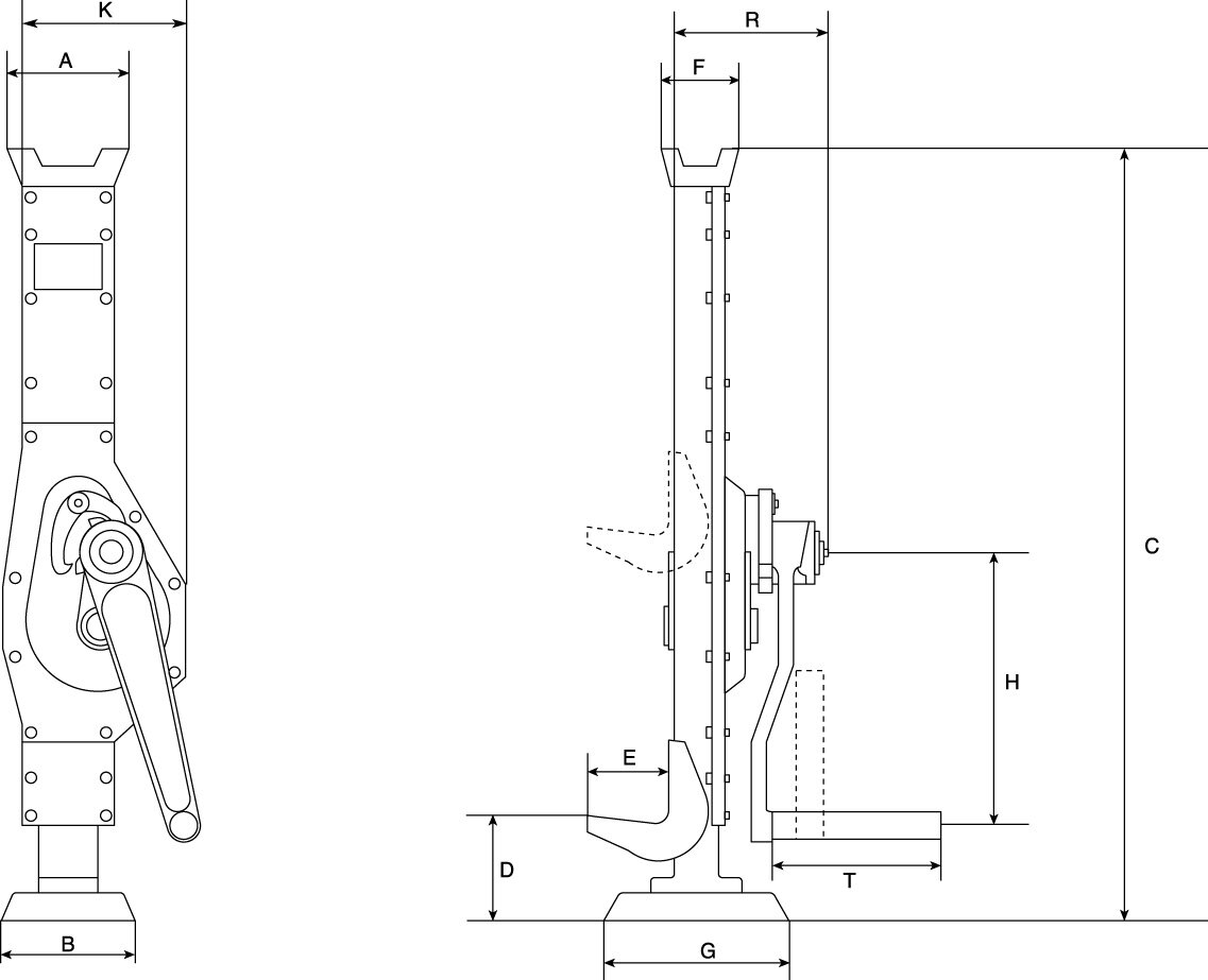 Cric à cremaillère cric hydraulique